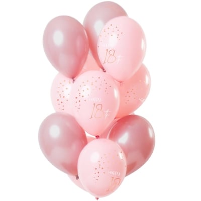 Комплект розови балони за 18-и рожден ден, 12 броя