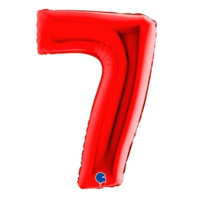 Червен фолиев балон цифра 7, 100 см