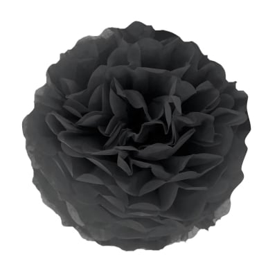 Декоративен хартиен помпон, черен, 30 см