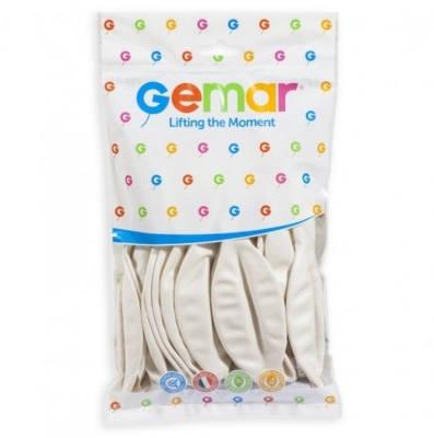 Кръгли бели балони металик, перлено бяло 48 см GМ19/29, пакет 25 броя