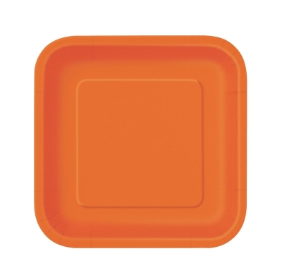 Големи оранжеви квадратни чинийки Pumpkin orange, 23 см, 14 броя