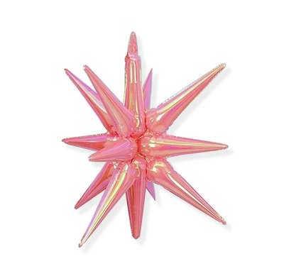 Фолиев балон светлорозова иридесцентна звезда 4D, 70 см