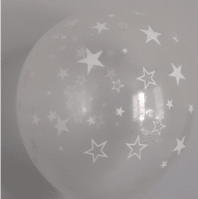 Прозрачен балон с печат бели звездички