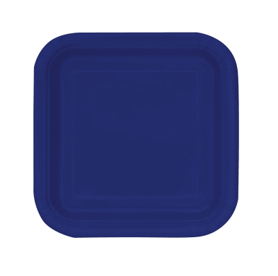Квадратни сини парти чинийки, тъмносини Navy blue, 18 см, 16 броя