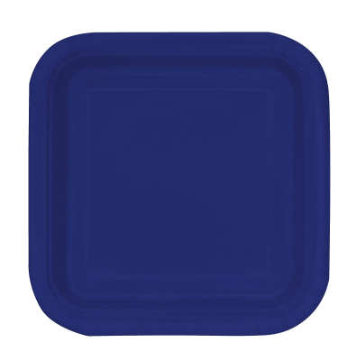 Квадратни сини парти чинийки, тъмносини Navy blue, 23 см, 14 броя