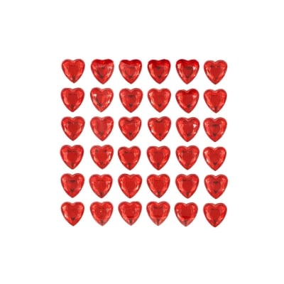 Червени сърца за декорация, 1 см, 36 броя
