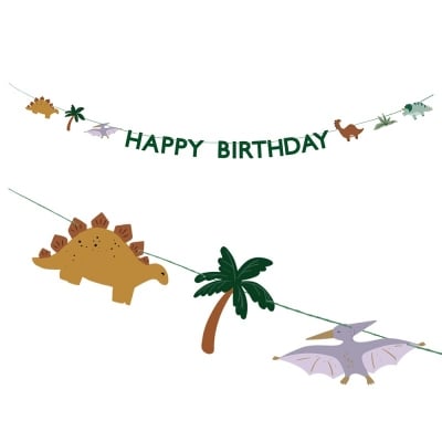 Парти банер Happy Birthday динозавър, Dino Fun