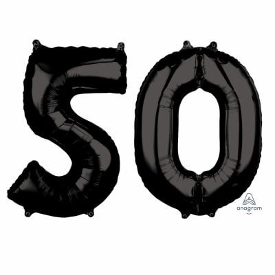 Комплект черни балони цифри за 50-и рожден ден, 50 години, 80 см