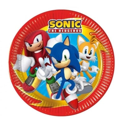 Парти чинии Соник Таралежа Sonic the Hedgehog, 8 броя