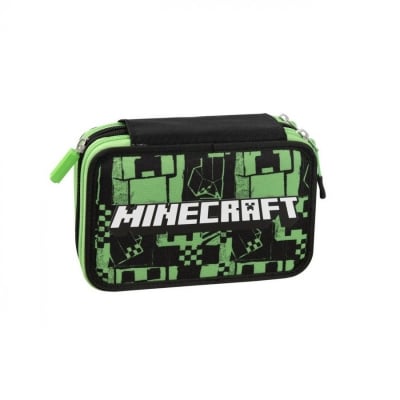 Ученически несесер Minecraft Pixels Green със съдържание