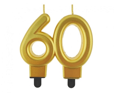 Свещ число 60- злато металик, 8 см
