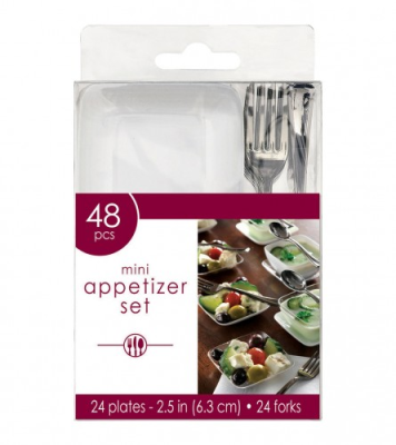 Мини комплект за предястия, 24 купички и 24 вилички