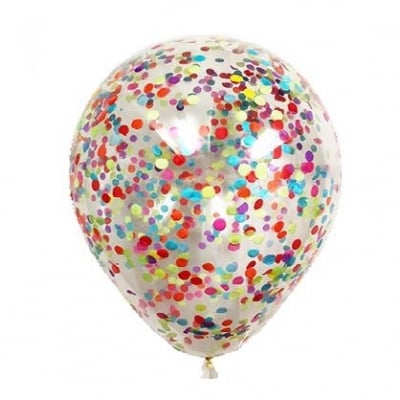 Прозрачен балон с разноцветни конфети, 1 брой
