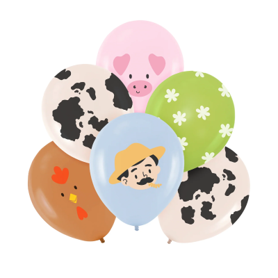 Балони домашни животни, село, ферма, 30 см, 6 броя