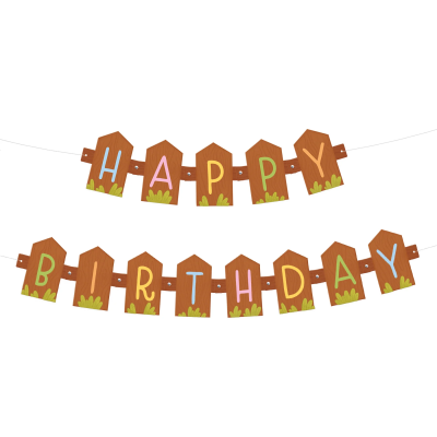 Банер Happy Birthday домашни животни, парти село, ферма