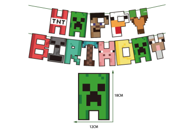 Банер Happy Birthday ТНТ Майнкрафт TNT Minecraft