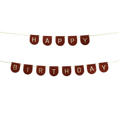 Филцов банер за рожден ден "Happy Birthday", кафяв, 3 метра
