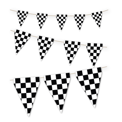 Гирлянд флагчета Racing, рали, бели и черни квадрати, състезателни коли