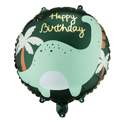 Фолиев балон Happy Birthday динозаври бронтозавър, кръг 45 см