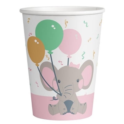 Charming Elephant Girl, чаши със слонче, в розово, 8 броя