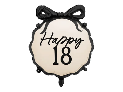 Балон Happy 18, черна панделка