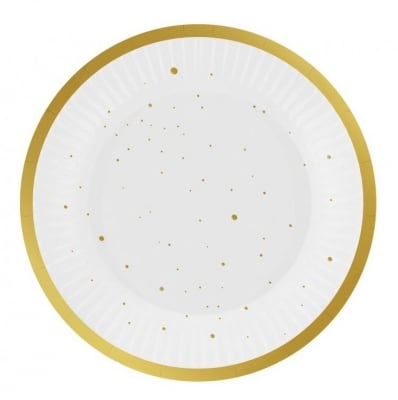 Малки бели чинийки със златист печат, 6 броя