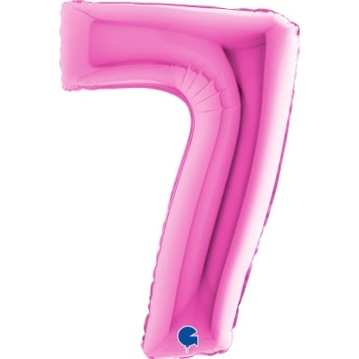 Розов фолиев балон Циклама цифра 7, 100 см