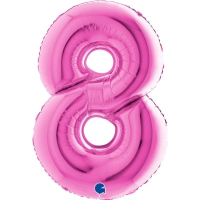 Розов фолиев балон Циклама цифра 8, 100 см
