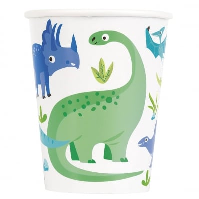 Парти чаши сини и зелени динозаври, 8 броя