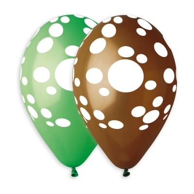 Зелени и кафяви балони точки Dino dots 33 см, 5 броя