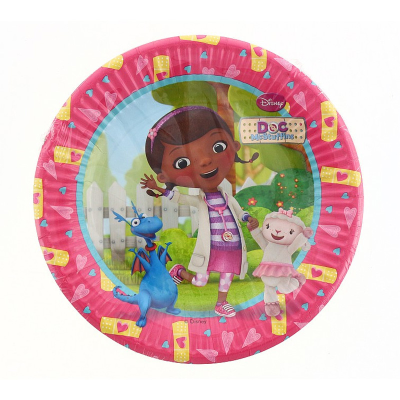 Парти чинийки Док Макплюшинс/ Doc McStuffins розови, 19.5 см, 8 броя