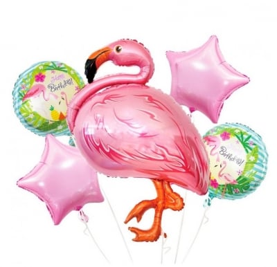 Комплект балони Фламинго Happy Birthday, 5 броя