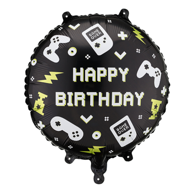 Балон Happy Birthday геймърско парти, кръг 45 см
