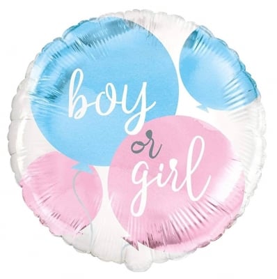 Балон за разкриване пола на бебето Boy or Girl, кръг 45 см