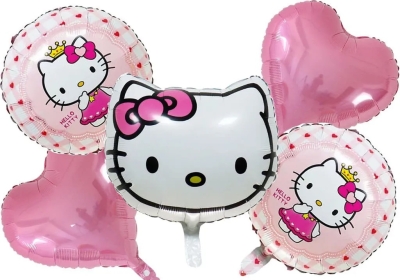 Комплект балони Хелоу Кити Hello Kitty, сърца, 5 броя