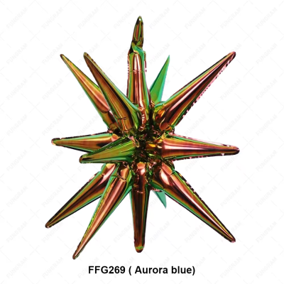 Фолиев балон кафяво-червена иридесцентна звезда 4D, 50 см