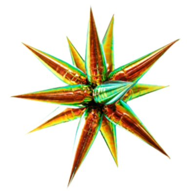 Мулти балон зелена иридесцентна звезда 4D 50 см, 12 лъча х 25 см