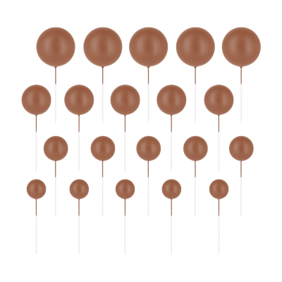 Топери за торта, топчета кафяв мат, 20 броя