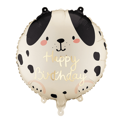 Кръгъл фолиев балон куче Happy Birthday, 45 см