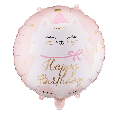 Фолиев балон коте Happy Birthday, 45 см
