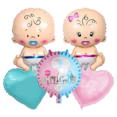 Комплект фолиеви балони за разкриване пола на бебето, 5 бр