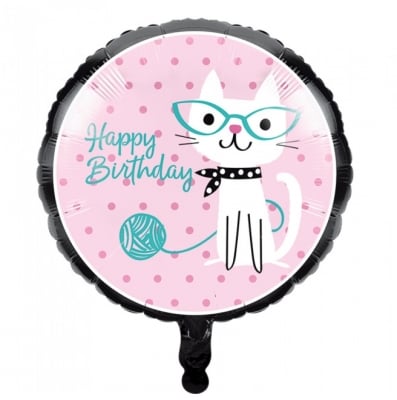 Котешко парти, балон за рожден ден, кръг 45.7 см
