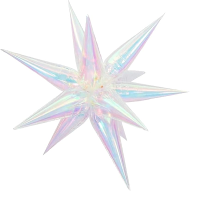 Мулти балон прозрачна иридесцентна звезда 4D, 12 лъча х 35 см