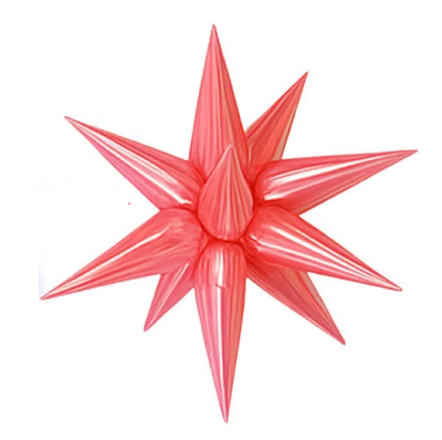 Мулти балон светлорозова иридесцентна звезда 4D, 12 лъча х 50 см