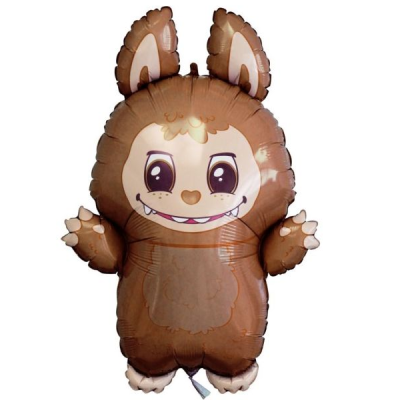 Фолиев балон Лабубу Labubu, кафяво зайче, 63 х 80 см