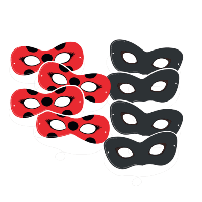 Парти маски Калинката и Черния Котарак - 8бр