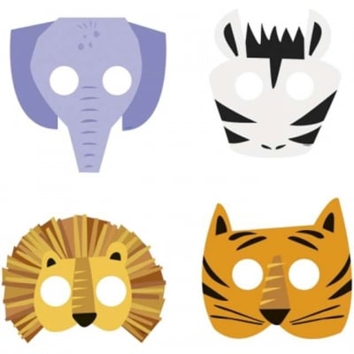 Парти маски сафари, джунгла животни, 8 броя Unique