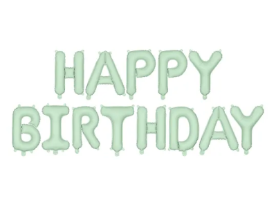 Банер Happy Birthday от фолиеви балони мента мат