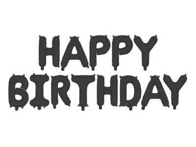 Банер Happy Birthday от фолиеви балони черен мат
