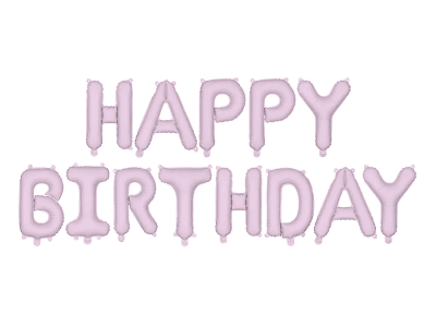 Банер Happy Birthday от фолиеви балони светлолилав мат
